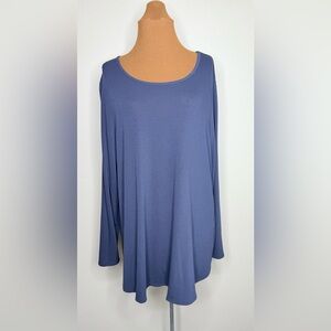 NWT Calvin Klein Scoop Neck Long Sleeve Blue Tunic Top Size 1X